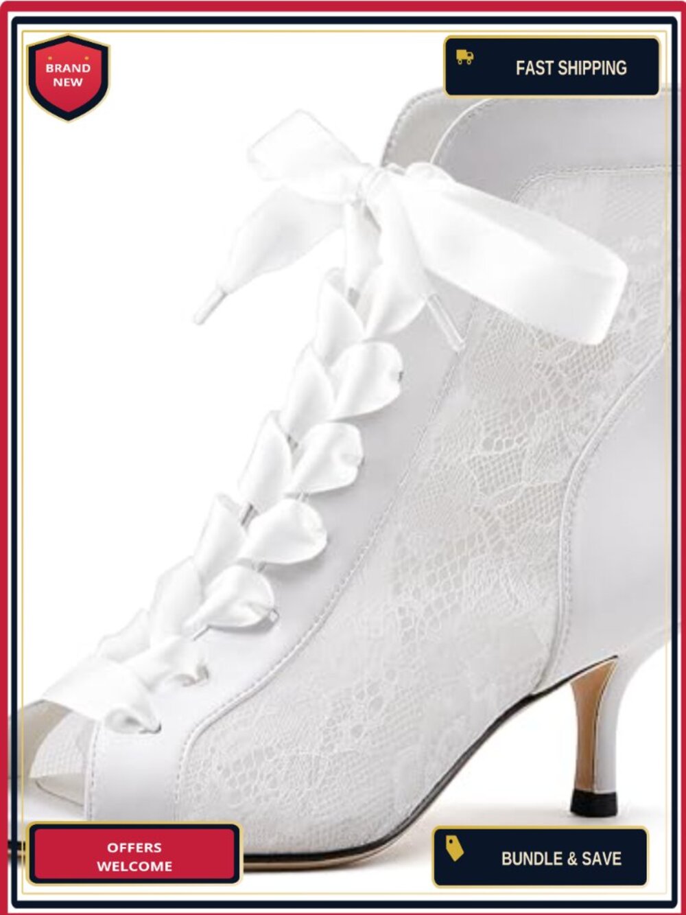 White Mesh Embroidery Lace Up Ankle Boots Open Toe Kitten Heel Wedding Shoes